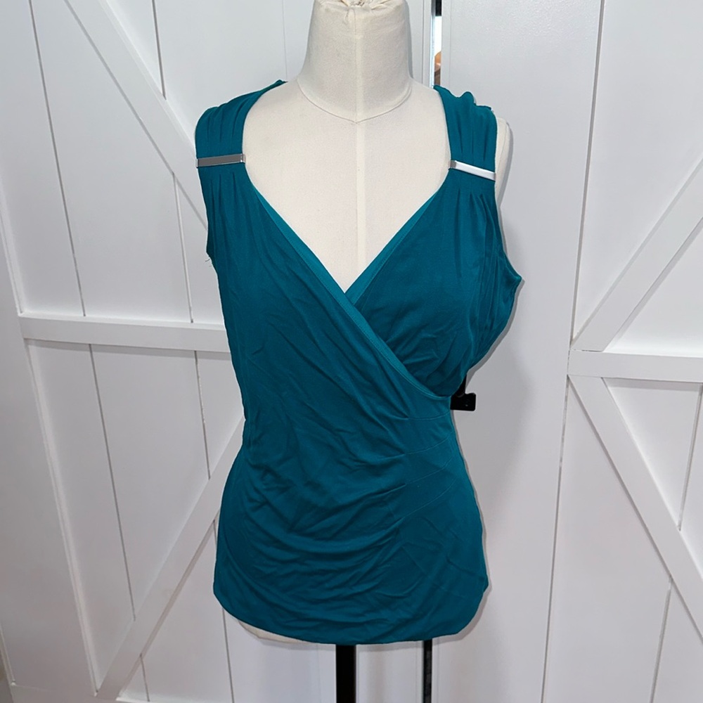 White House Black Market Women's Teal Tank Top